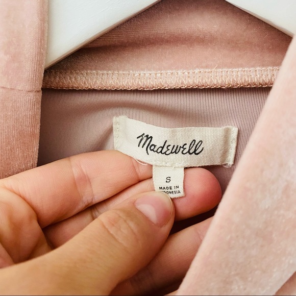 Madewell Velvet Mockneck Tee Shirt Pink Sz Small - Picture 4 of 8